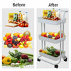 3 Tier Kitchen Trolley Cart Handle Slim Rolling Wheel Storage Basket Rack Salon