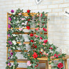 16Heads Artificial Faux Silk Flower Rose Leaf Garland Vine Home Party Decor 7Ft