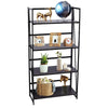 Foldable Storage Shelves Ladder Bookshelf Industrial Bookcase Vintage Gray