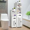 White Wooden Bathroom Storage Cabinet Shelf Slim Cupboard Unit Free Standing UK