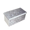 New Quilted Folding Storage Ottoman Seat, Crushed Velvet Toy Storage Box