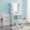 Sliding Mirror White Dressing Table Vanity Table with PU Stool Bedroom Furniture