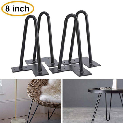 4PCS 8 INCH INDUSTRIAL STEEL HAIRPIN TABLE LEGS FOR DINING COFFEE STOOL DESK