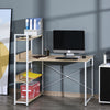 Oak Modern Computer Desk Home Office White Writing Table PC Laptop Storage Shelf