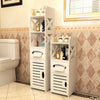 White Wooden Bathroom Storage Cabinet Shelf Slim Cupboard Unit Free Standing UK