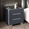 LED Bedside Table Storage Cabinet 3 Drawers Wireless Charging Nightstand Bedroom