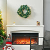 Artificial Plain Pine Christmas Wreath LED Light Door Fireplace Hanging Decor
