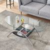 Glass Coffee Table with Storage Shelf for Living Room Oval 2-Tier Living Room BN
