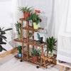 Rolling Plant Stand with Wheels 5Tier Wooden Plant Flower Display Flowerpot Rack