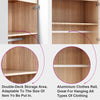 High Gloss 2 Door Wardrobe White&Oak Storage Hanging Rail Furniture with Mirror