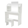 White Dressing Table Makeup Vanity Desk w/ 2 Drawers Mirror Stool LED Light Set