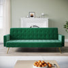 Green 3 Seater Sofa Bed Luxury Velvet Nonwoven New Foam Contrast Gold Metal Legs