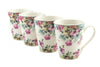Set Of 4 Vintage Floral New Bone China Coffee Mugs, Gift Boxed - Dishwasher and
