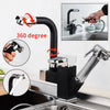Kitchen Sink Mixer Taps 360° Swivel Spout With Pull Out Spray Faucet & 2 Hose