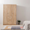 3 Door 3 Drawer Wardrobe Oak Triple Wardrobe Bedroom Furniture Hanging Rail UK