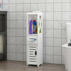 White Wooden Bathroom Storage Cabinet Shelf Slim Cupboard Unit Free Standing UK