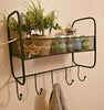 Vintage Style Black Metal Wall Shelf Unit Hooks Rack Home Storage Kitchen Decor