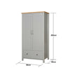 Eaton Grey 2 Door Double Wardrobe 1 Drawer Bedroom Furniture Storage Cupboard