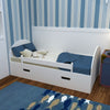 Children Bed Bedstead Pine Wood Slat Toddler Kid Bed Frame With Storage Drawer
