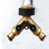 3/4'' 2-Way Double Garden Brass Tap Water Hose Pipe Splitter Adapter Connector