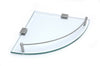 Wall Mounted Clear Glass Corner Shelf Various Chrome Supports Metal Rail