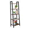 5-Tier Ladder Shelf Bookshelf Bookcase Plant Stand Book Storage Rack Metal Wood