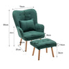 Velvet Upholstered Armchair Wingback Living Room Bedroom Lounge Chair &Footstool