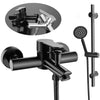 Modern Round Head Thermostatic Bar Shower Mixer Bathroom Riser Valve Taps Set UK