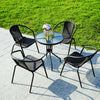 TEMPERED GLASS TOP PATIO TABLE METAL FRAME LEGS GARDEN OUTDOOR INDOOR BISTRO