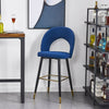 Velvet Bar Stool Modern Breakfast Bar Chair Kitchen Barstool Backrest Metal Legs
