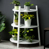 White Wood Ladder Storage Rack Free Stand Shelving Unit Bookcase Plant Pot Shelf