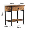 Narrow Side Table 2-Tier Console Desk with Drawer Wood Nightstand Open Shelf UK