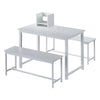 Modern 3Pcs Dining Bench Set Table+ 2 Stools Dining Room Kitchen for Small Space