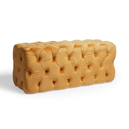 Spinningfield Velvet Button Bench, Tufted Large Footstool With Cushioned Fabric