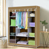 Fabric Canvas Wardrobe With Clothes Hanging Rail Shelves Storage Cupboard Grey