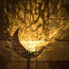 Outdoor Garden LED Moon Crescent Stake Lamp Solar Power Cracked Globe Light Deco