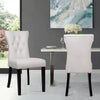 2pcs PU Leather Padded Dining Chairs Retro Button Back Home Kitchen Dinner Seat