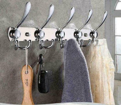 15 Hooks Coat Clothes Door Holder Rack Hook Wall Mounted Hanger Stainless Steel