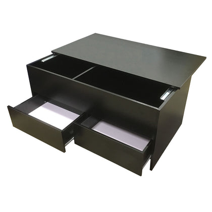 Coffee Table Slide Top Black Storage 2 Drawers Ottoman Redstone