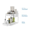 Mondeer 2 Tiers Under Sink Storage Shelf Organizer Rack 4 Hooks and 2 Cups White
