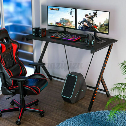 42.5” Gaming Desk Computer Table Ergonomic Carbon Fiber Metal Racing Home Office