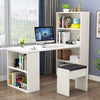 Computer Desk Home Office Wooden Working Desk Study Table with Bookshelf