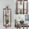Chinese Style Side Table Vintage Bedside Cabinet Rustic Phone Plant Stand Shelf