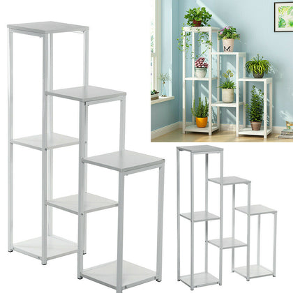 7 Tier Metal Flower Plant Pot Stand Display Shelf Garden Rack Holder Storage UK