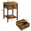 Nightstand Side table Rustic End Table with 1 Drawer and Open Shelf for Bedroom