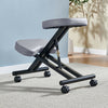 Kneeling Posture Chair Grey Stool Ergonomic Seat Leather w/ Wheels