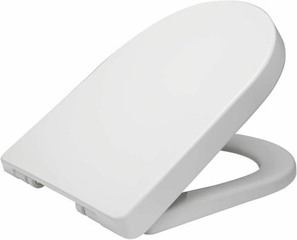 D Shape Toilet Seat Soft Close Adjustable Hinge Quick Release Plastic White