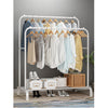 Houseware Double-Rail Garment Rack Metal Hang Dry Clothing Rail Hanging Clothes