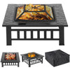 Outdoor Fire Pit BBQ Firepit Brazier Garden Square Table Stove Patio Heater 81cm