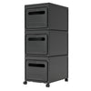 Mondeer Black Plastic Storage Boxes Storage File Cabinet on Wheels Removable